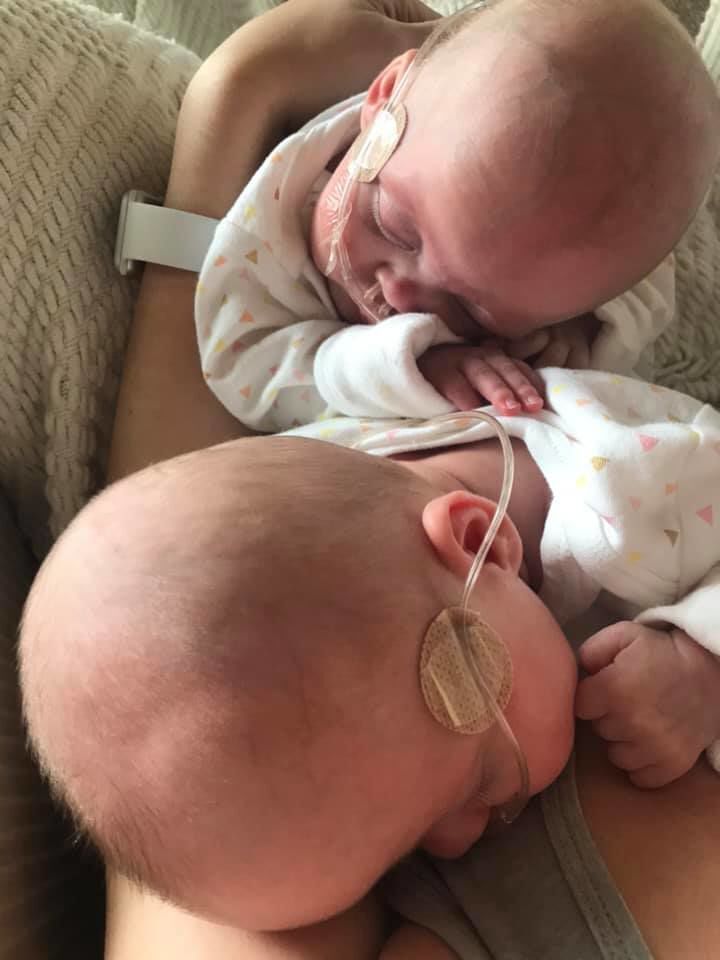 Twins snuggle